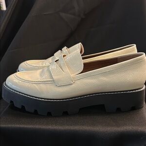 Women's Cream Loafers with Black Sole